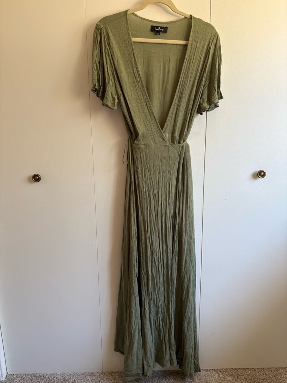 Lulu's Olive Wrap Maxi Dress